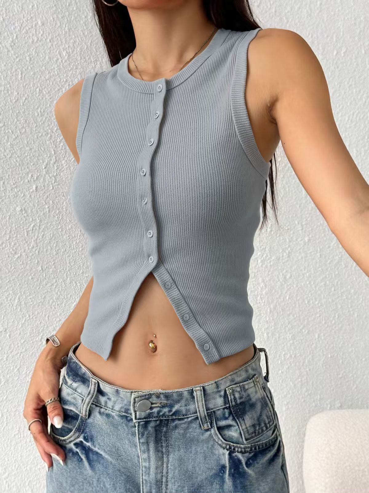 Camiseta sin mangas de punto a - Tank Top Ribbed reseña y precio